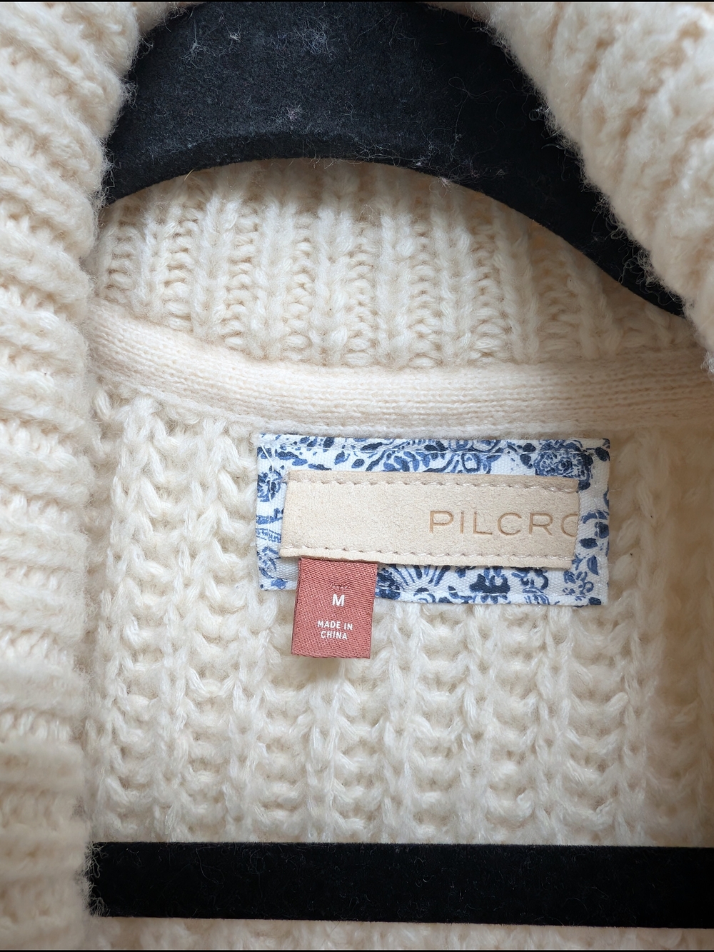 Pilcro Cozy Cream Zip-Front Knit Sweater, Medium - Picture 3 of 7